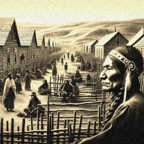 Red Cloud and his people at the reservation