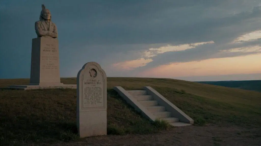 monument honoring sitting bull